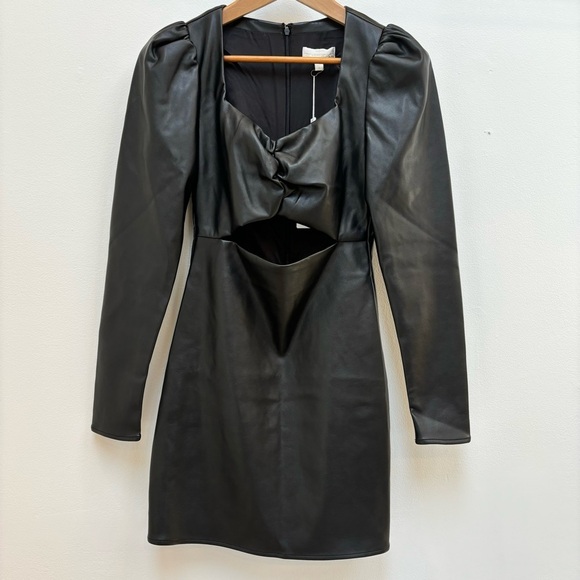 Torn by Ronny Kobo Gemma Faux Leather Cutout Mini Dress Bodycon Black S New - Picture 4 of 15